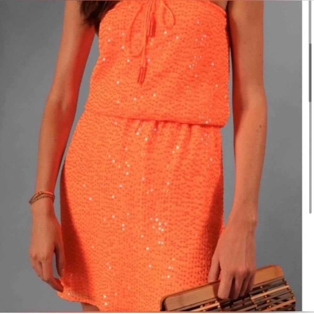 🧡 Calypso St. Barth  Orange Sequin Mini dress XS VEGAS CRUISE